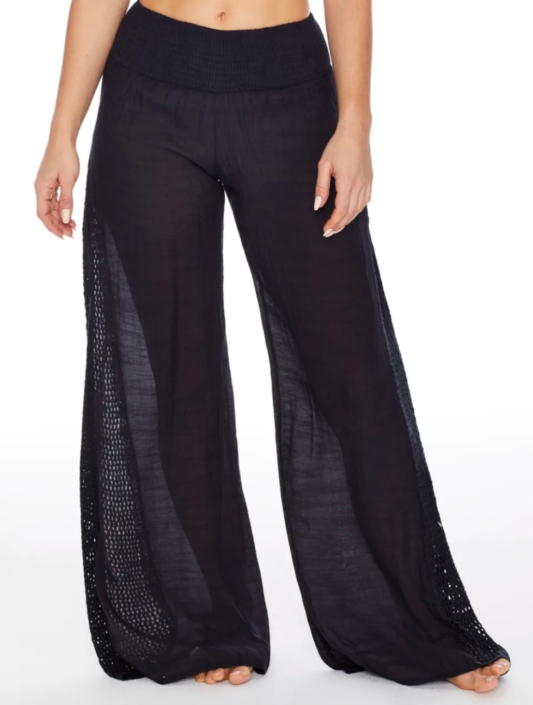 Elan Crochet Trim Wide Leg  Cover-up Pants